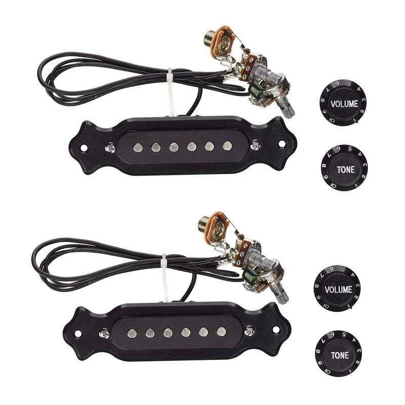 2X Предварительно подключенных 6-струнных звукоснимателя с одной катушкой с регуляторами громкости и тона для электрической гитары в коробке из-под сигар