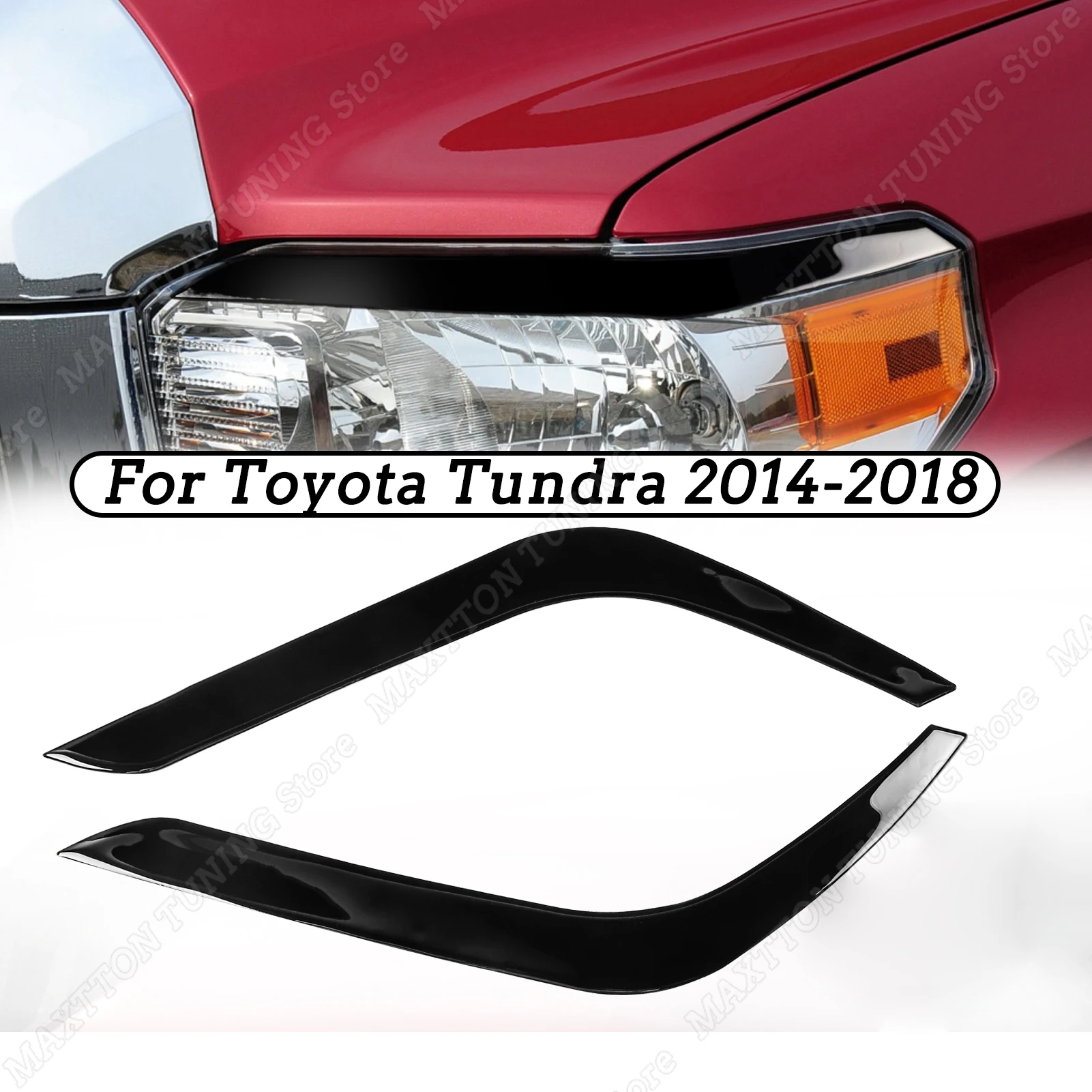 2шт Глянцево-черная передняя фара автомобиля, наклейки для бровей и век для Toyota Tundra 2014 2015 2016 2017 2018, Аксессуары для чехлов