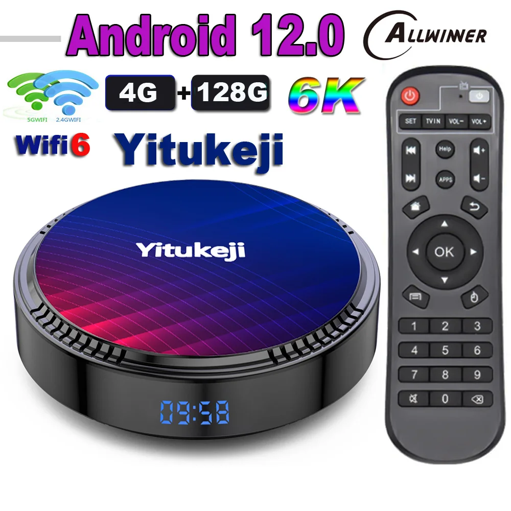 Android 12 TV Box 128G 64G 32GB 16G Allwinner H618 6K 2.4G 5G Wifi BT5.0 Глобальный медиаплеер Телеприставка Yitukeji