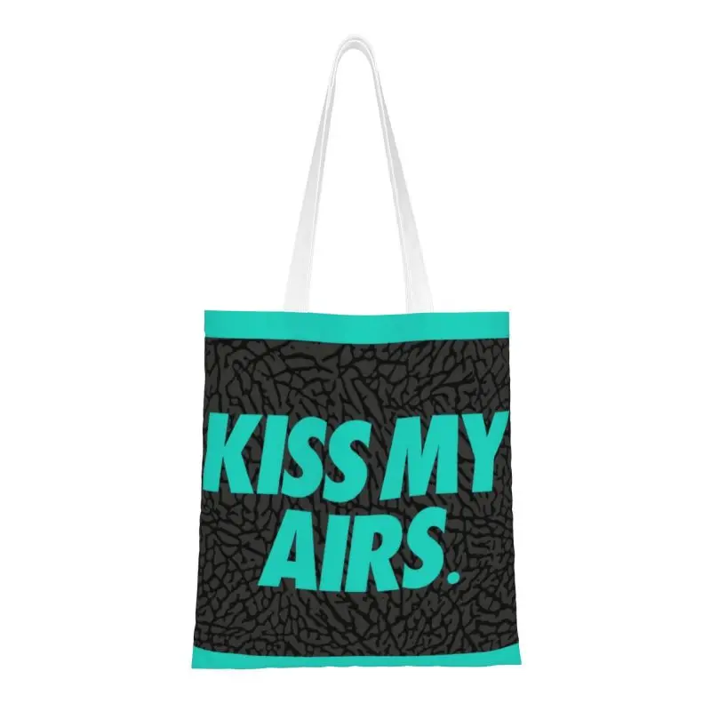 Kawaii Kiss My Airs Сумки-Тоут Для Покупок Из Вторичной переработки Бакалейных Товаров Холщовая Сумка-Шоппер Через плечо