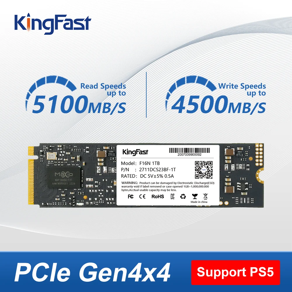 KingFast SSD NVME M2 512GB 1TB 2TB PCIe 4,0x4 M.2 2280 NVMe SSD Внутренний Жесткий Диск Твердотельный Диск для Настольного Ноутбука PS5