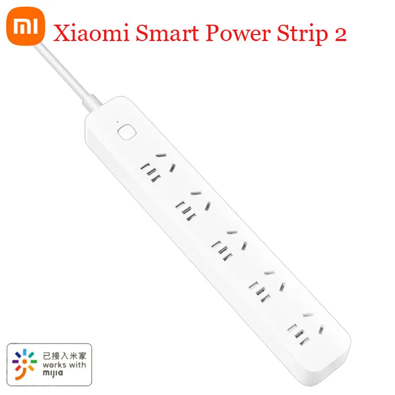 Xiaomi Mi Smart Power Strip, 2 дистанционных переключателя, 5 отверстий для розетки, Статистика электроэнергии, умное время для приложения Mijia
