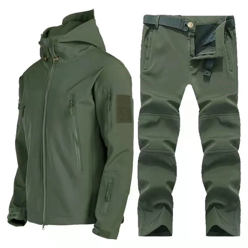 Зимние тактические походные куртки с мягкой оболочкой + брюки, мужская военная водонепроницаемая теплая одежда, костюм, спортивные костюмы, охотничья термокуртка