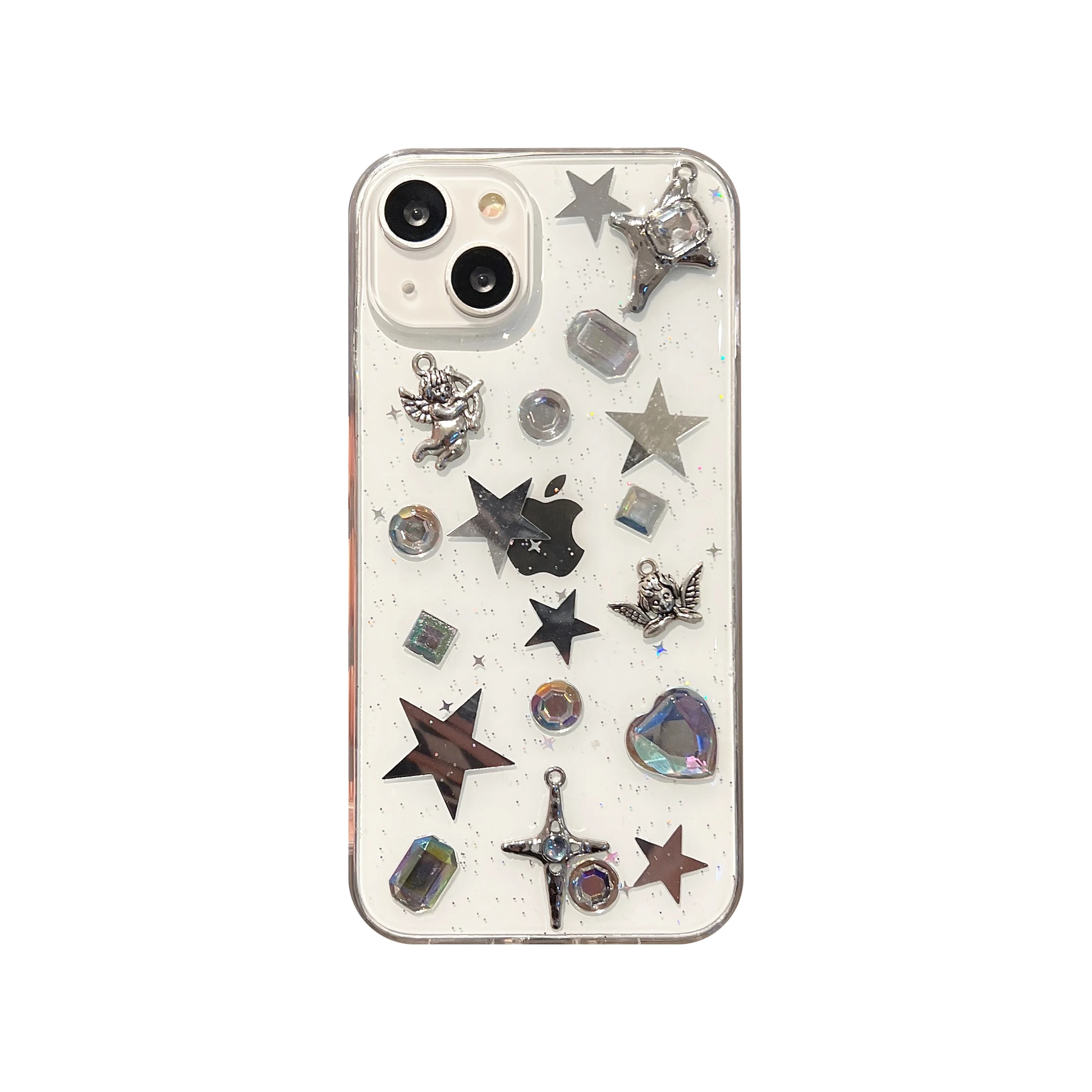 Корейский INS, сверкающая звезда, сердце Ангела, кристально прозрачный чехол для iPhone 14 13 Pro Max, задняя крышка телефона для 12 11 Pro Max Capa