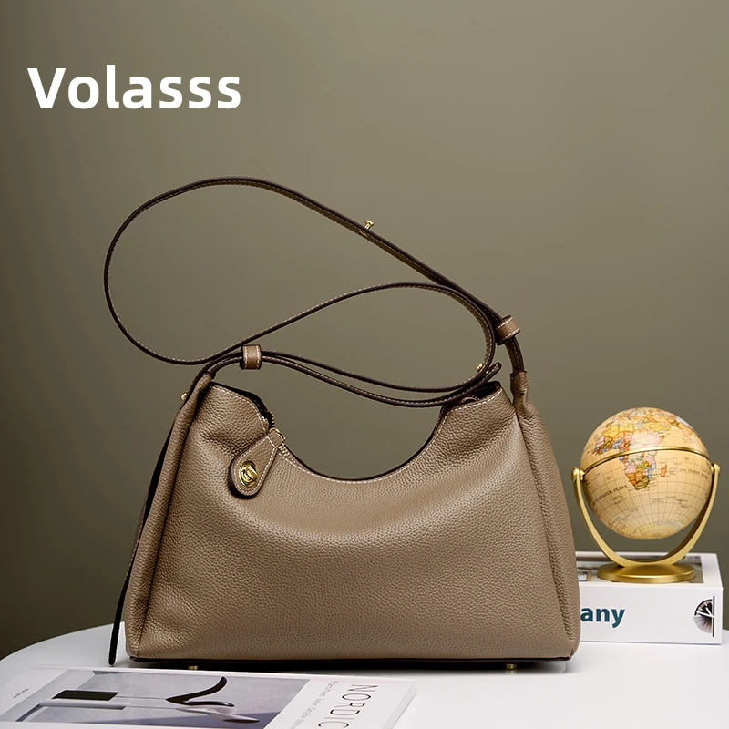 Модная однотонная сумка VOLASSS из мягкой воловьей кожи, роскошная женская сумка из натуральной кожи, Новые сумки через плечо, женские сумки-мессенджеры