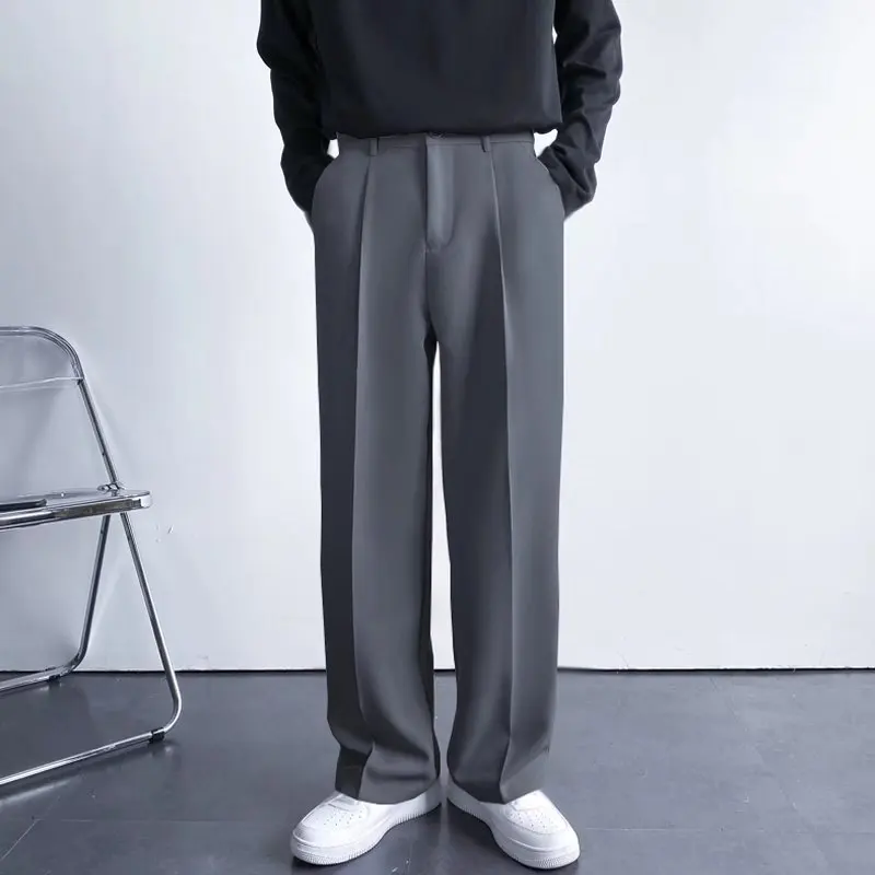 Мужские драпированные мешковатые костюмные брюки индивидуального дизайна, Однотонные Прямые повседневные брюки премиум-класса, Простые брюки, Весна 2023