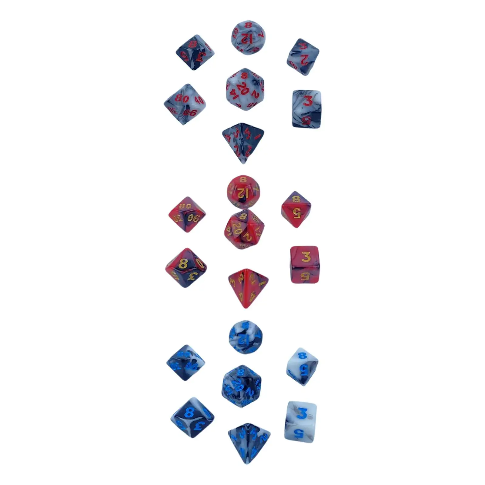 Набор из 7 акриловых многогранных кубиков D6 D8 D10 D12 D20 Набор разноцветных кубиков