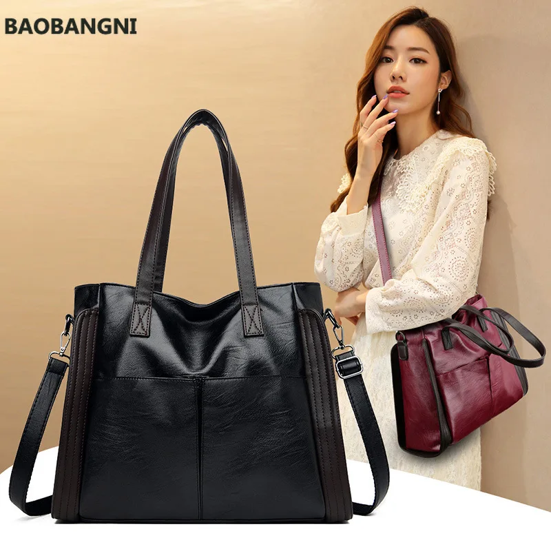 Простая Корейская сумка из мягкой кожи большой емкости для женщин, модная сумка-мессенджер на одно плечо, универсальная модная сумка-тоут