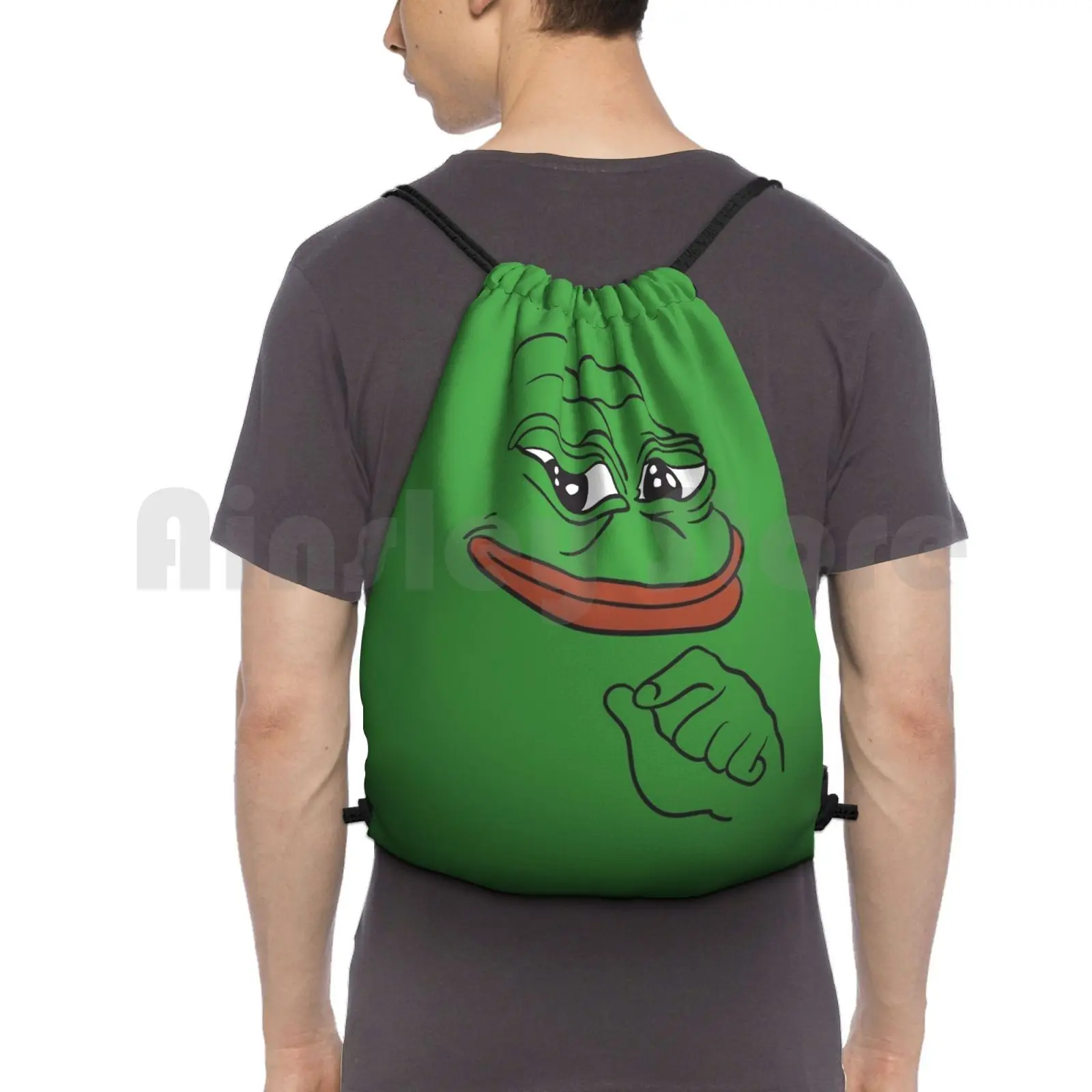 Рюкзак Smug The Frog, сумки на шнурках, спортивная сумка, водонепроницаемая спортивная сумка Smug Frog, Зеленое животное, Мем, Юмор Trump Kek 4Chan Reddit