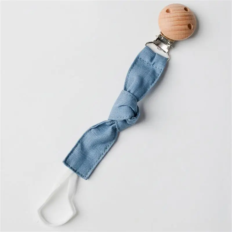 Цепочка для детской соски-пустышки ручной работы, деревянная цепочка из бука, хлопковая клипса для соски для новорожденных, пустышка, зажимы для сосков, ожерелье-прорезыватель